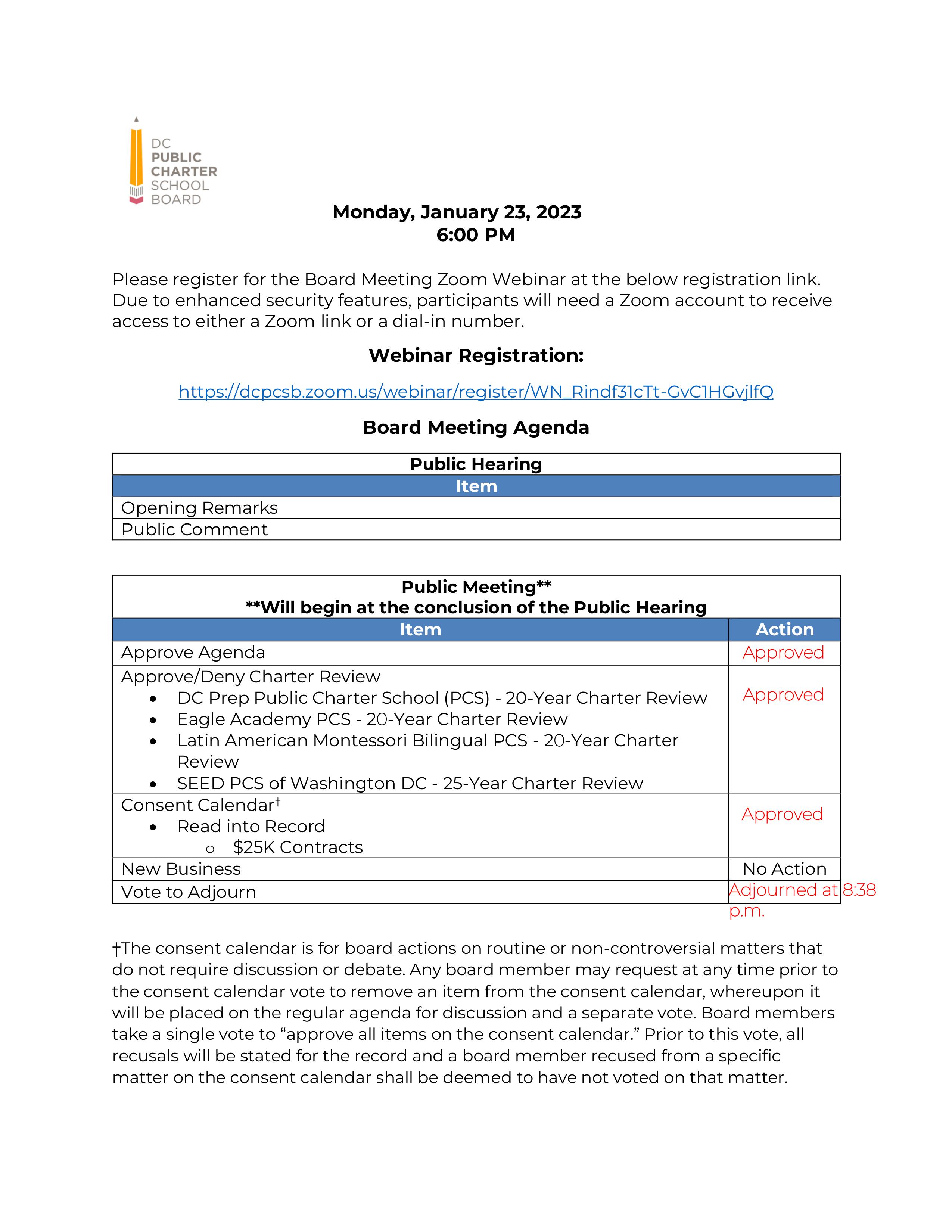 Final - January 2023 Board Agenda
