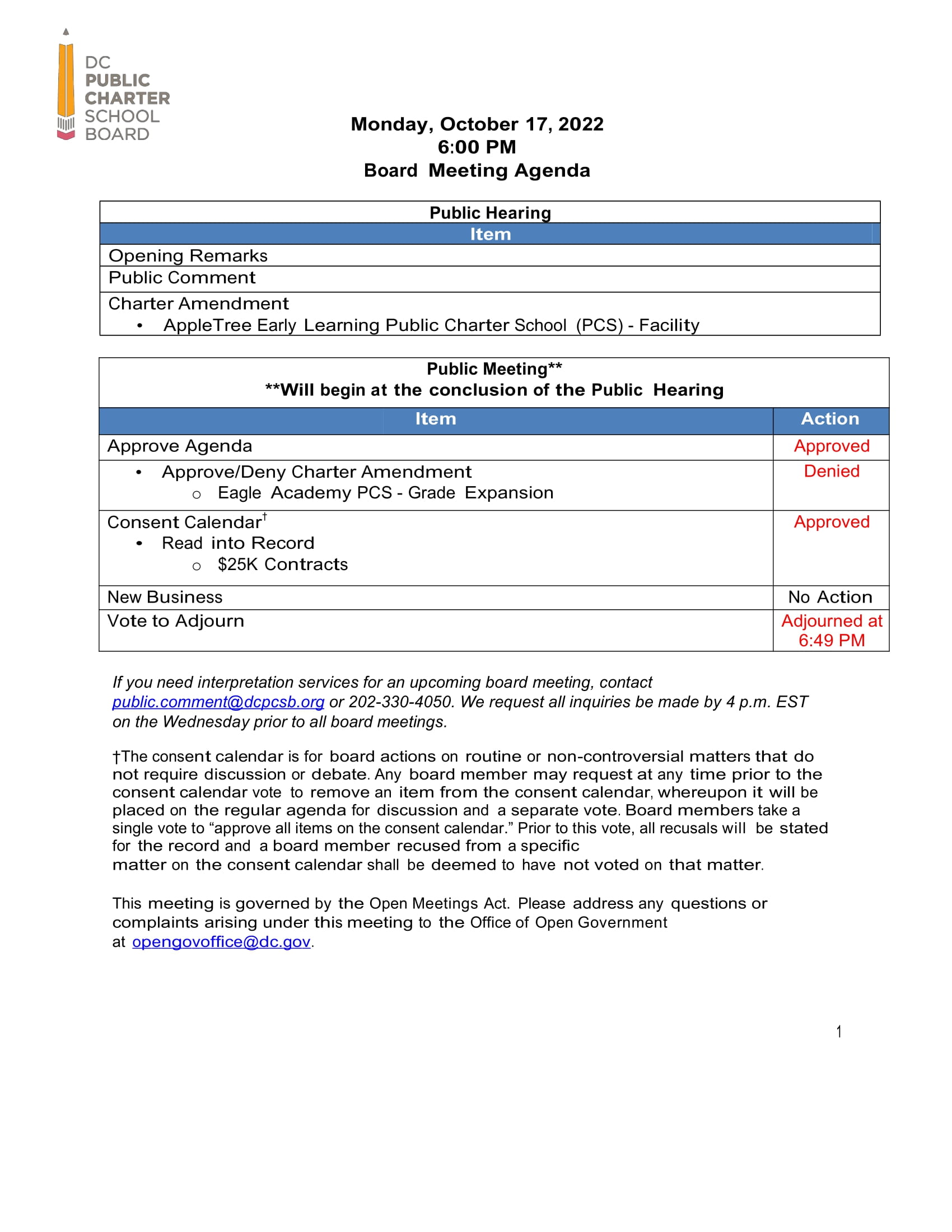 DC PCSB October Board Meeting 2022
