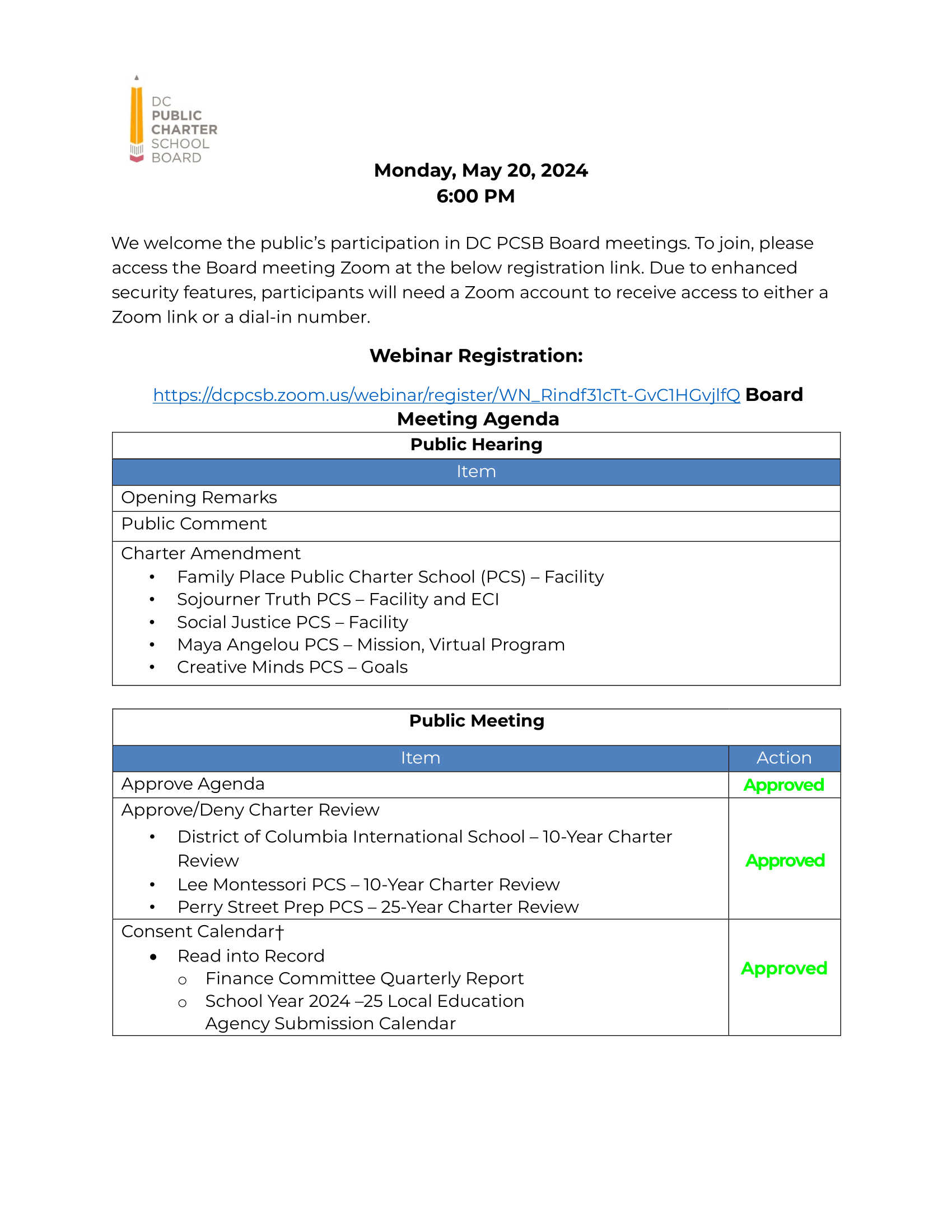 Agenda