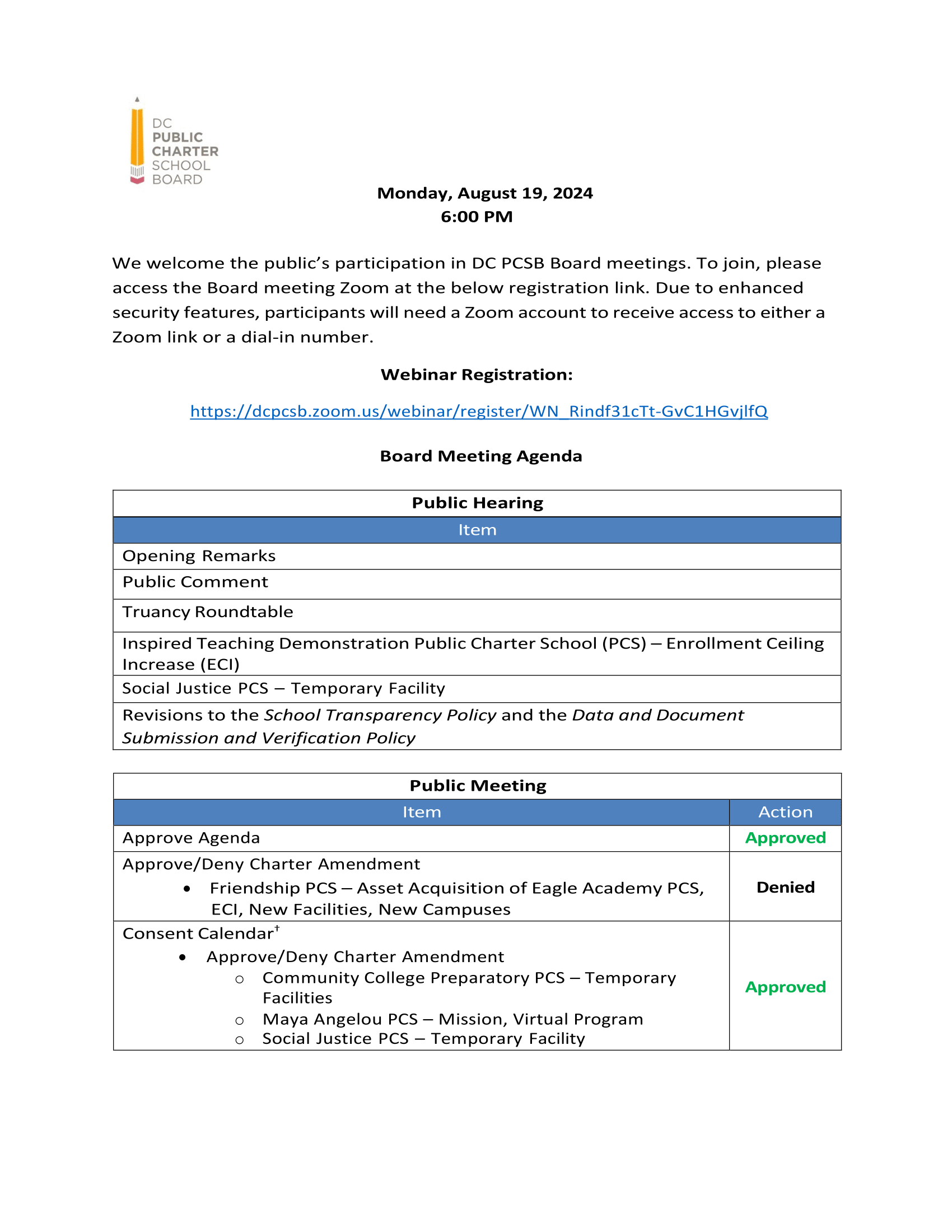 Agenda