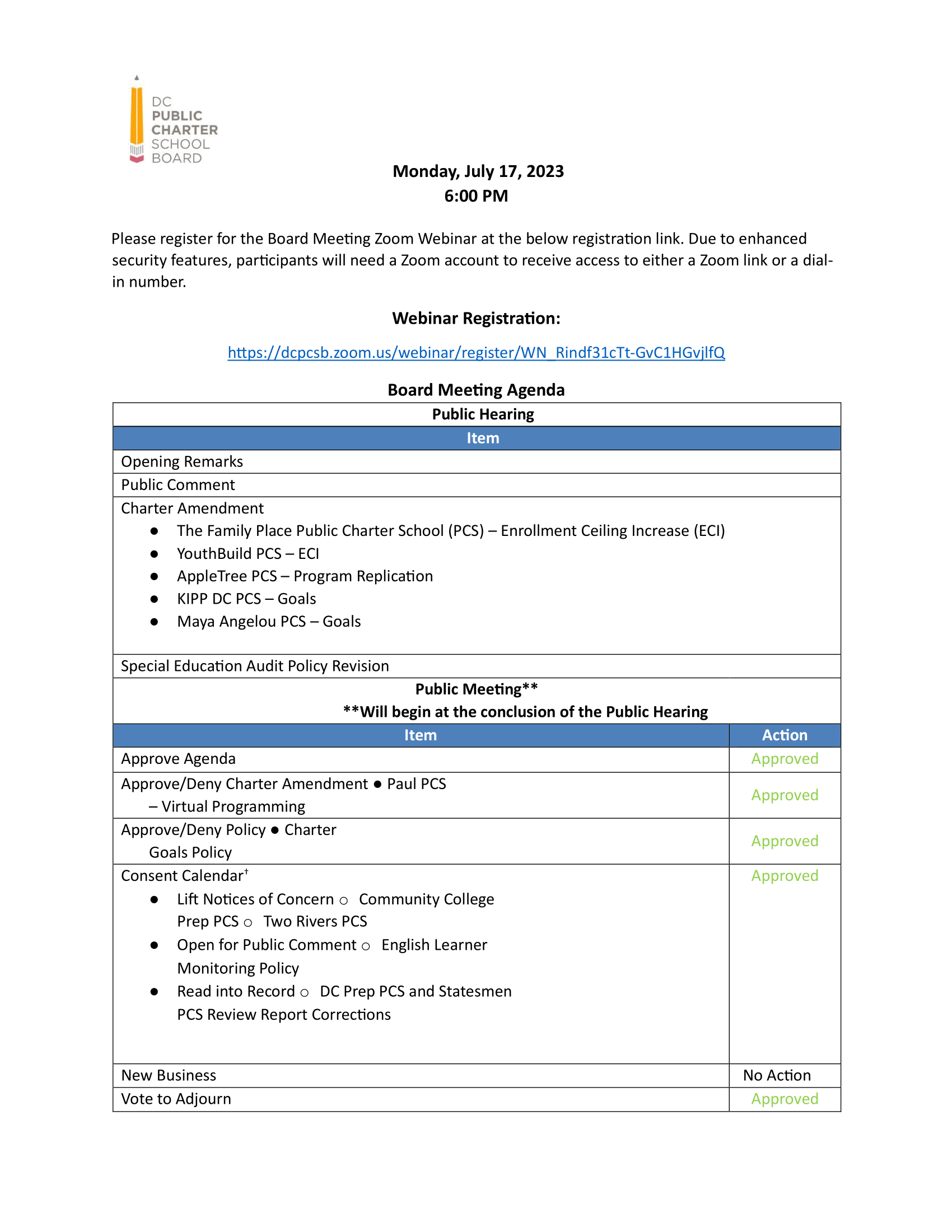 Agenda