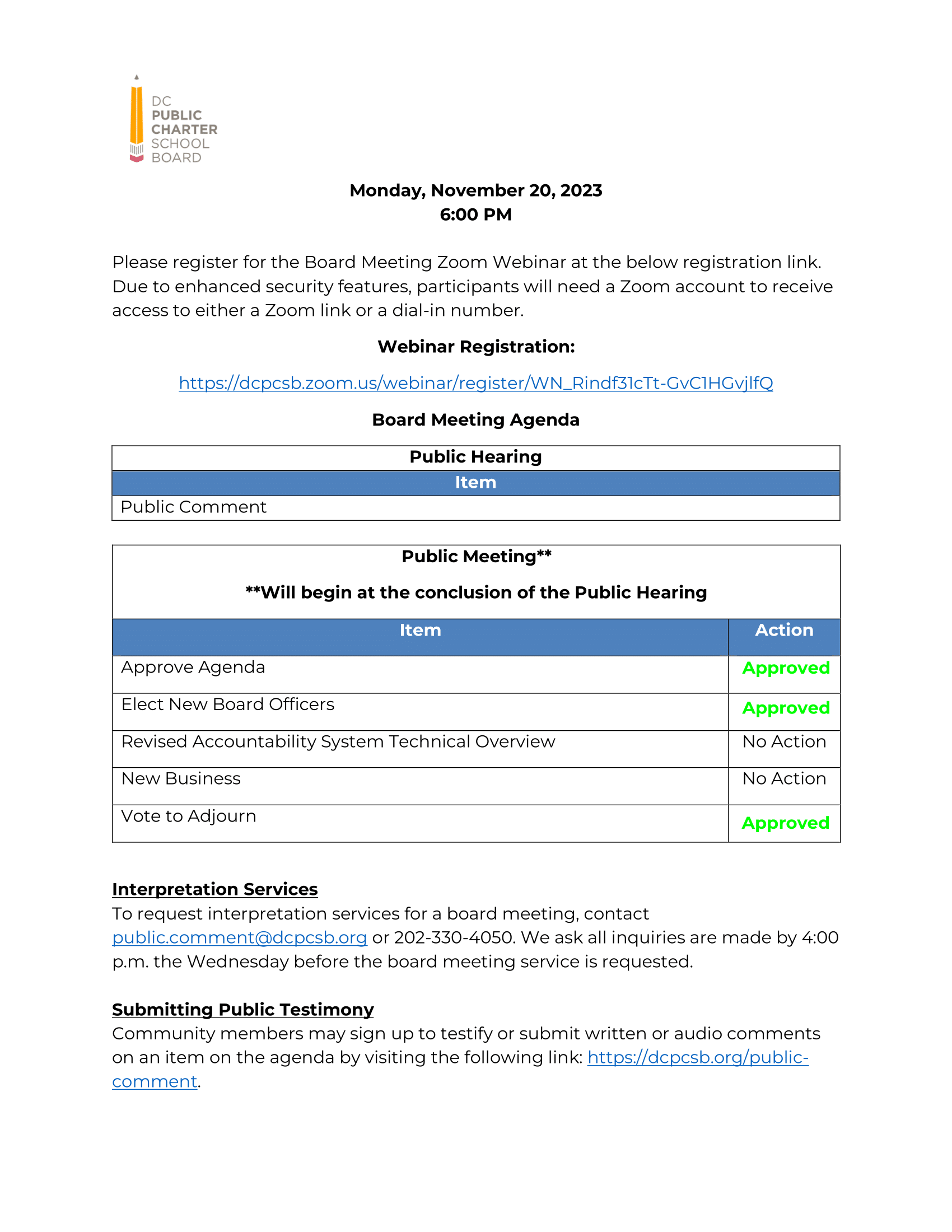 Agenda