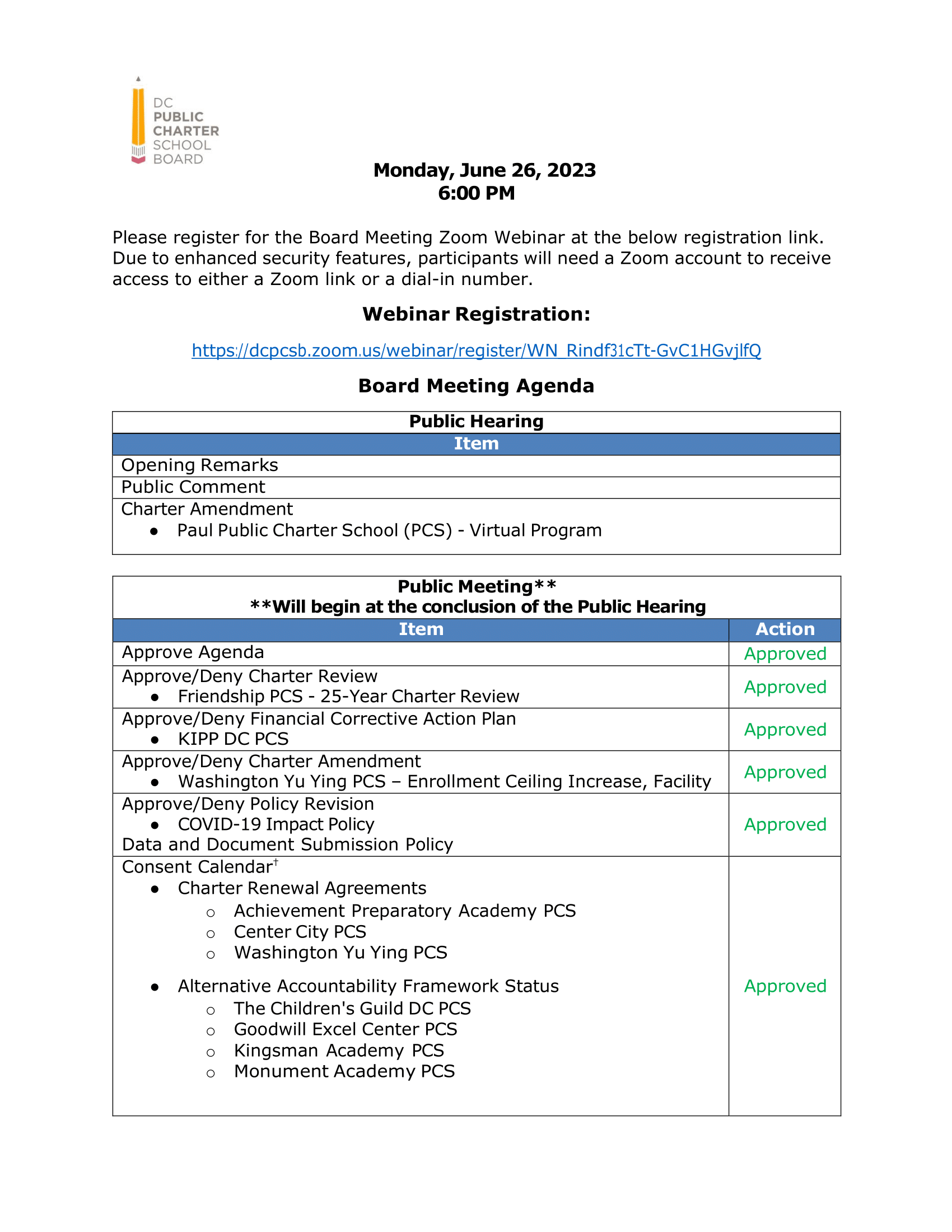 Agenda