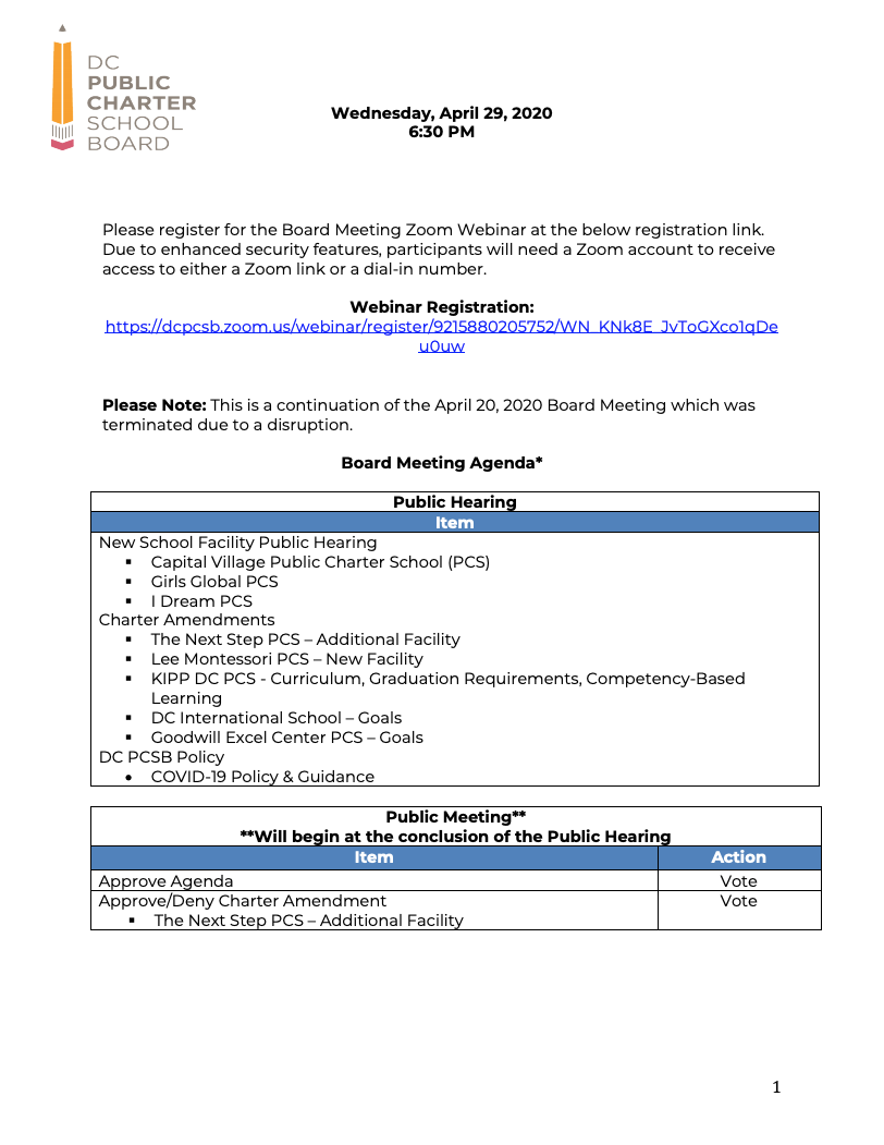 April Agenda 1