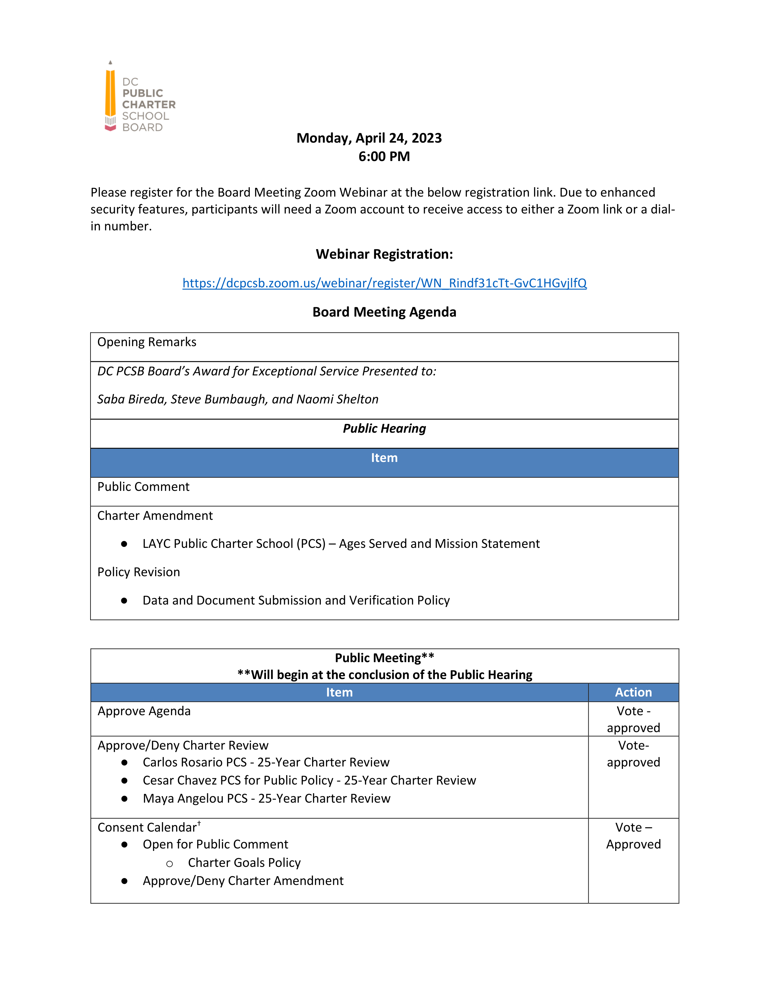 Agenda (Updated)