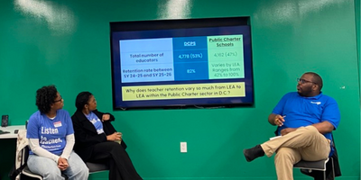 image of people giving a seated presentation