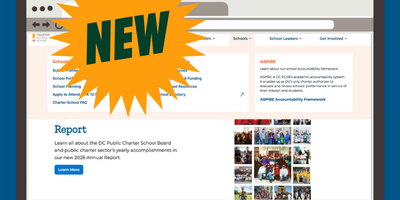 image of a website on a computer screen with a "New" graphic overlaid