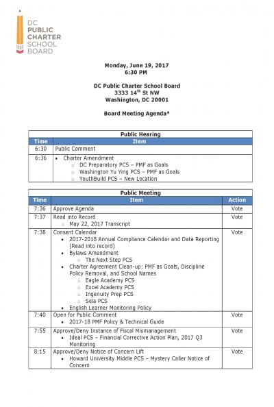 Board Meeting Agenda