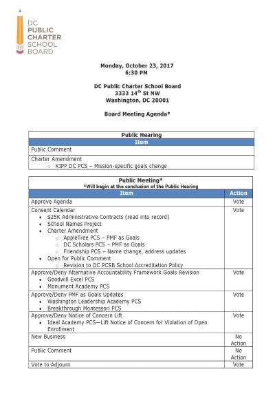 Board Meeting Agenda