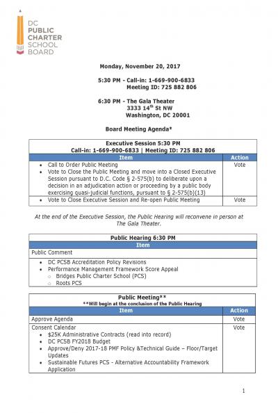 Board Meeting Agenda