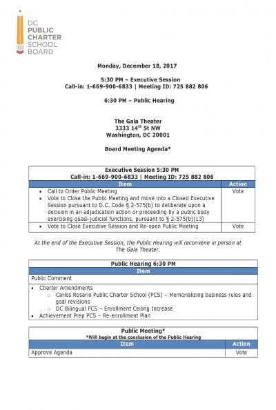 Board Meeting Agenda