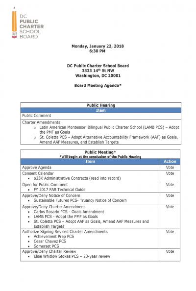 Board Meeting Agenda