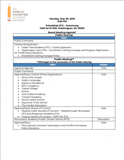 May Board Meeting